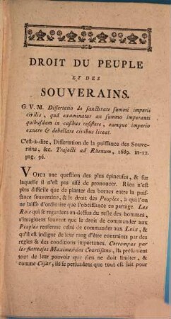 Droit Du Peuple Et Des Souverains