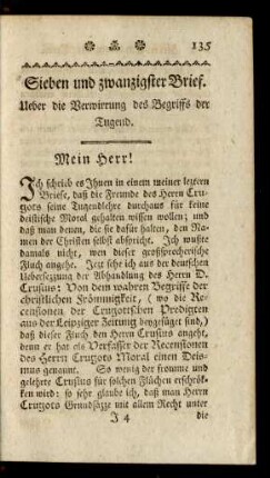 Sieben und zwanzigster Brief.