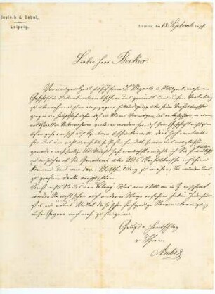Korrespondenz von August Bebel an Becker