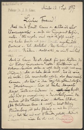 Brief an Franz Wüllner : 01.09.1897
