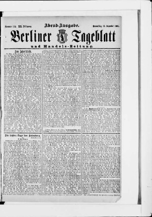 Berliner Tageblatt und Handels-Zeitung, Abend-Ausgabe