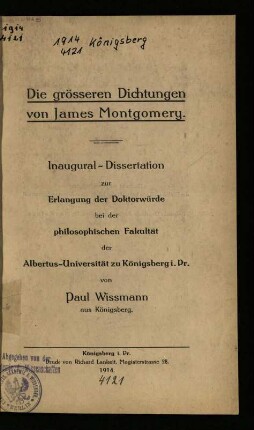 Die größeren Dichtungen von James Montgomery