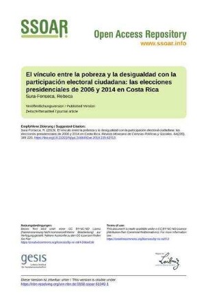 El vínculo entre la pobreza y la desigualdad con la participación electoral ciudadana: las elecciones presidenciales de 2006 y 2014 en Costa Rica
