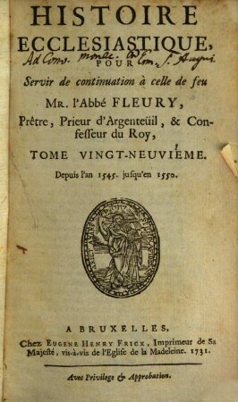 Histoire Ecclesiastique. 29, Depuis l'an 1545. jusqu'en 1550.