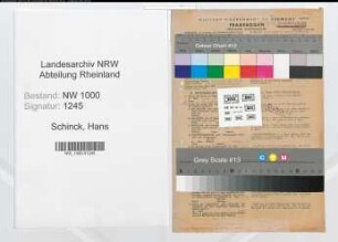 Entnazifizierung Hans Schinck, geb. 05.09.1901 (Kaufmann)