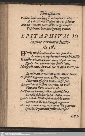 Epitaphium Johannis FerinariiIunioris [et]c