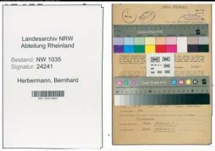 Entnazifizierung Bernhard Herbermann , geb. 04.05.1914 (Schneider)
