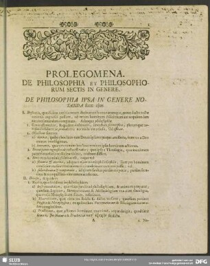 Prolegomena. De Philosophia Et Philosophorum Sectis In Genere