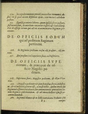 De Officiis Superiorum, & praecipue de officio Magistri peditum