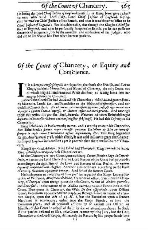 Of the Court of Chancery, or Equity and Conscience