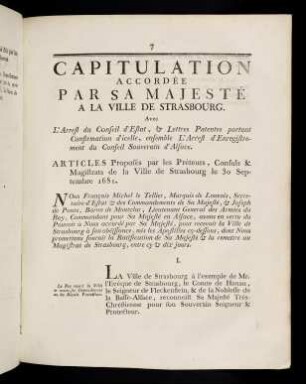 7-10, Capitulation Accordée Par Sa Majesté ...