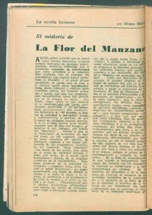 El misterio de "La Flor del Manzano" : La novela humana