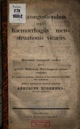 De congestionibus atque haemorrhagiis menstruationis vicariis