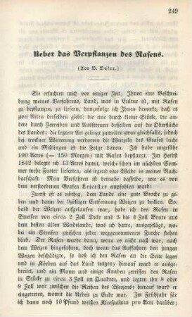 Ueber das Verpflanzen des Rasens.