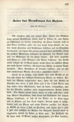 Ueber das Verpflanzen des Rasens.