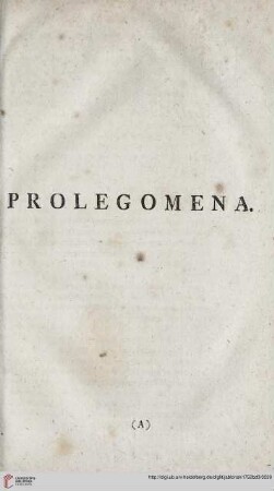 Prolegomena