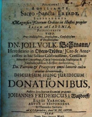 Discursus iur. de donationibus