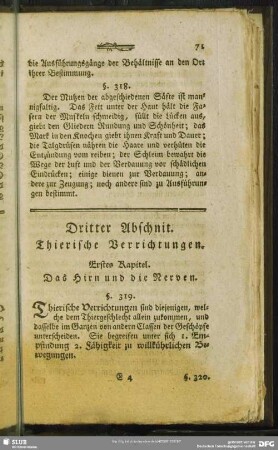 Dritter Abschnit. Thierische Verrichtungen