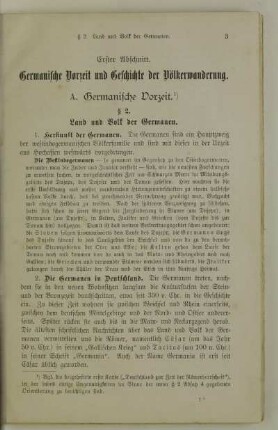 Erster Abschnitt. Germanische Vorzeit und Geschichte der Völkerwanderung