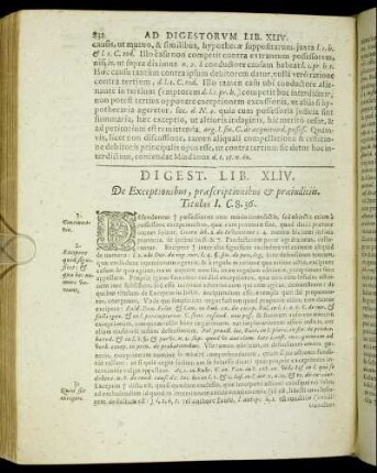 Digest. Lib. XLIV. De Exceptionibus, præscriptionibus & præiudiciis.