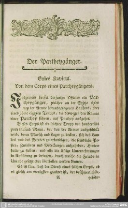 Erstes Kapitul. Von dem Corps eines Partheygängers