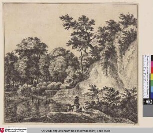 [Ein großer Fels am Ufer eines Gewässers; The large rock at the bank of the river]