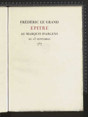 Épître au Marquis d'Argens du 23 septembre 1757