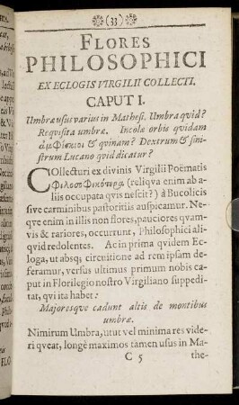 Flores Philosophici Ex Eclogis Virgilii Collecti.