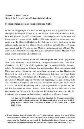 Medienereignisse aus linguistischer Sicht