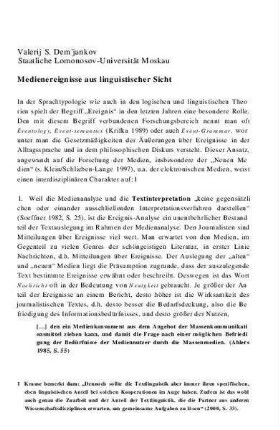 Medienereignisse aus linguistischer Sicht