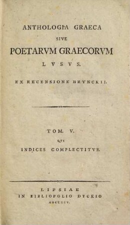 Indices In Epigrammata Qvae In Analectis Vetervm Poetarvm A Brvnckio Editis Reperivntvr