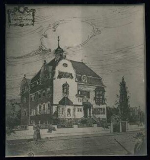 Siechenhaus, Tichau in Oberschlesien: Schrägansicht der Straßenfassade