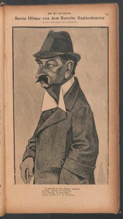 Barón Hilmar von dem Bussche Haddenhausen, nuevo ministro de Alemania - [Caricatura] : De mi Guignol