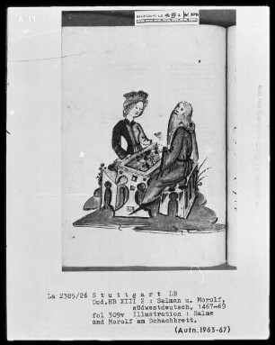 Salman und Morolf, Folio 301 recto - 399 verso — Salman und Morolf, Folio 301 recto - 399 versoSalme und Morolf am Schachbrett, Folio 309 verso
