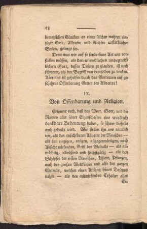 IX. Von Offenbarung und Religion