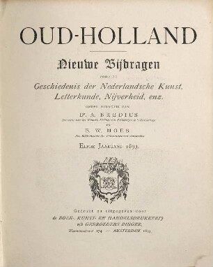 Oud-Holland : tijdschrift voor Nederlandse kunstgeschiedenis. 11. 1893