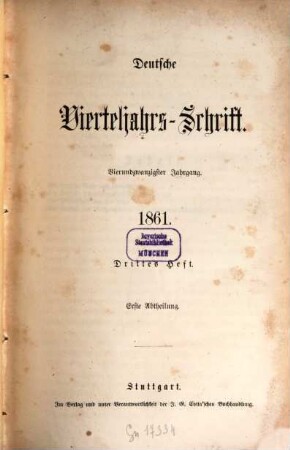Deutsche Vierteljahrs-Schrift. 1861,3/4 = Jg. 24
