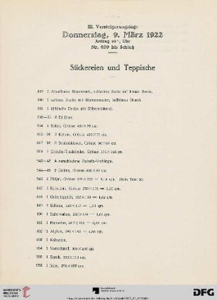 III. Versteigerungstag (Nr. 929-1043)