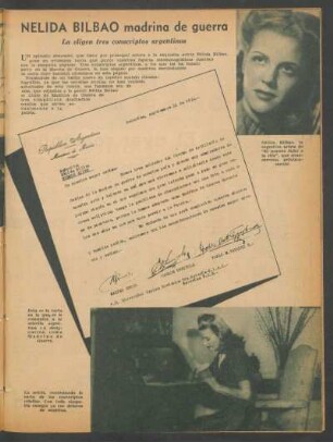 Nélida Bilbao, madrina de guerra - la eligen tres conscriptos argentinos