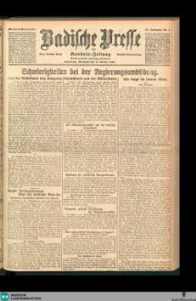 Badische Presse : Generalanzeiger der Residenz Karlsruhe und des Großherzogtums Baden, Morgenausgabe