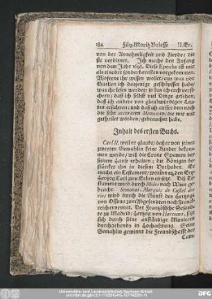 Inhalt des ersten Buchs.