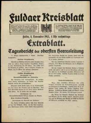 Ausgabe vom Donnerstag, den 04. November 1915.