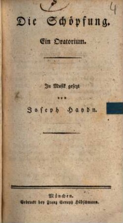 Die Schöpfung : ein Oratorium