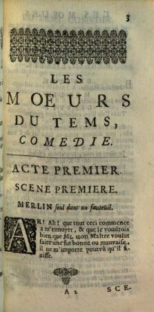 Les Oeuvres De Monsieur Palaprat. 2[,3], Les Moeurs Du Tems : Comedie