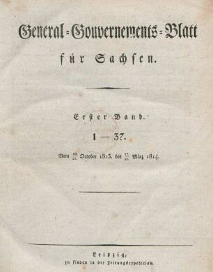 1.1813/14: General-Gouvernements-Blatt für Sachsen