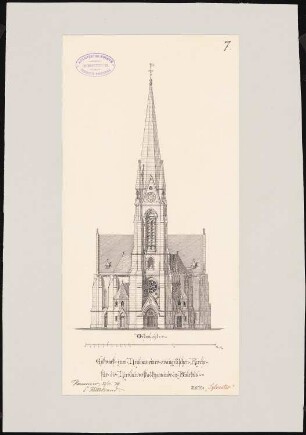 Evangelische Kirche für die Nicolai-Vorstadtgemeinde, Bielefeld: Westansicht 1:200