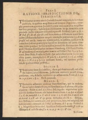 Pars I. Ratione Iurisdictionis De Terminatae.