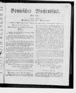 Bönnisches Wochenblatt. 1814-1816