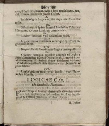 Logicae Cap. I. De Intellectu Humano.