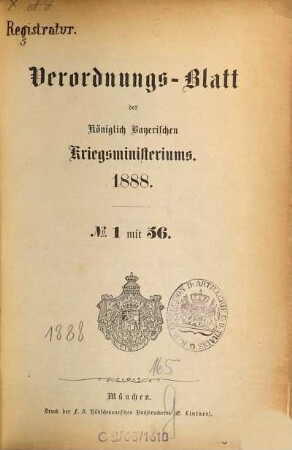 Verordnungs-Blatt. 1888